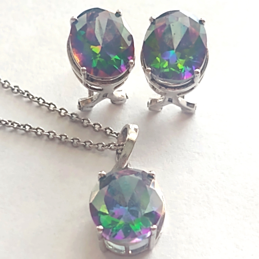 Aurora Borealis Earrings and Pendant